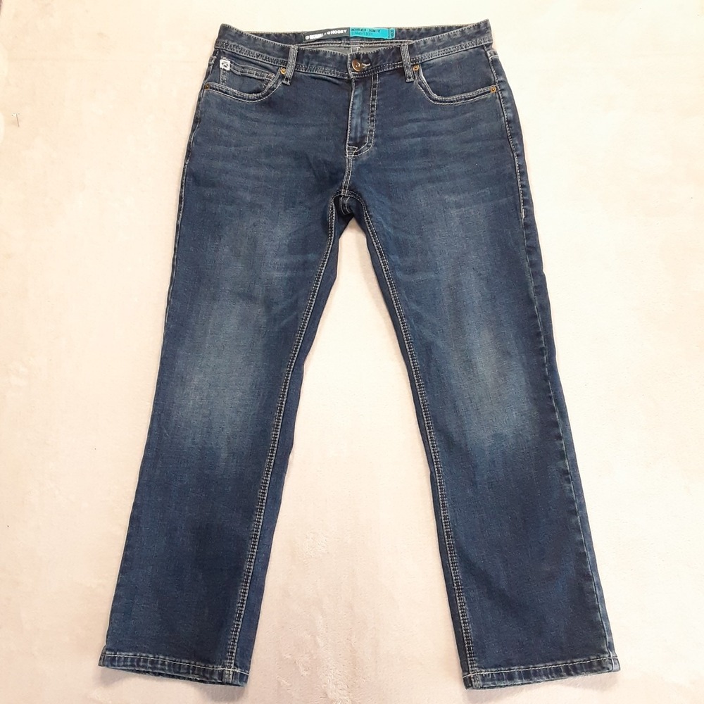 Rock & Roll Denim x Hooey "Revolver" Slim Fit Straight Boot Jeans 34x30 Blue